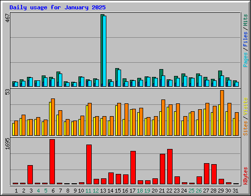 Daily usage for January 2025