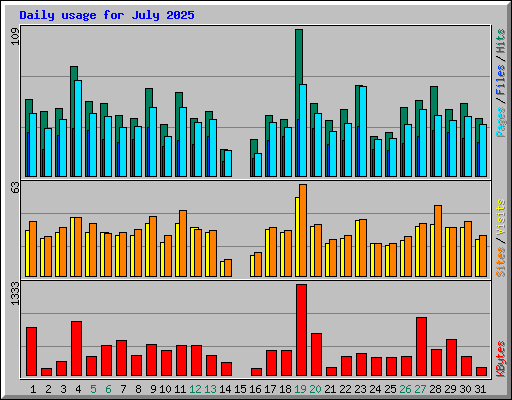 Daily usage for July 2025