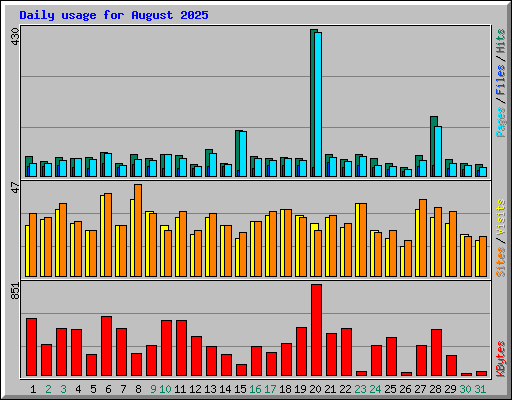 Daily usage for August 2025